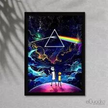 Quadro Rick And Morty X Pink Floyd - C/ Moldura E Vidro - A4