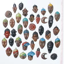 Lote De 4 Mascaras Pequenas De Ceramica Arte Afro En Ecuador