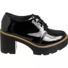 Oxford Feminino Salto Tratorado Liso Preto