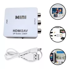 Mini Adaptador Conversor Hdmi2av 3rca Audio Video Tv Antiga