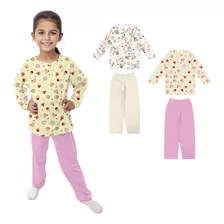 Kit 2 Pijama Comprido Infantil Menina Roupa Bebe Algodão