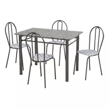 Conjunto De Mesa Monique Com 4 Cadeiras Craqueado Preto C