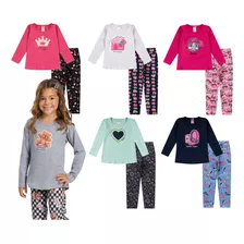 Kit Lote 6 Conjuntos Infantil Feminino Roupa Inverno Sortido