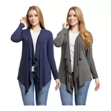 Kit 2 Cardigan De Bico Feminino Slim Manga Longa Plus Size