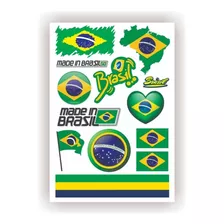 Kit Com 13 Adesivos Bandeira Do Brasil Para Carro Moto Bike