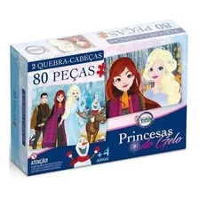 Quebra Cabeças 2un Princesas Do Gelo Frozen 80 Peças Meninas