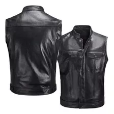 Chaleco Biker De Cuero Para Hombre