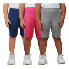 Kit 3 Bermuda Ciclista Cotton Juvenil Shorts 10 A 16 Anos