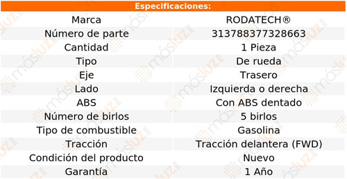 1- Maza Rueda Trasera Izq/der Voyager L4 2.4l 96/00 Rodatech Foto 5