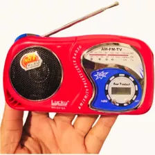 Rádio Portátil Bolso Mini Radinho Com Relógio Am/fm/tv Pilha