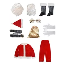 Disfraz De Papá Noel De 10 Piezas, Conjunto De Trajes De