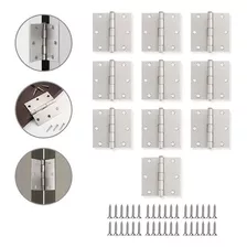 Caja 10 Piezas Bisagra Cuadrada 3 X 3 Pulgadas Níquel Satinado Con Tornillos Hym