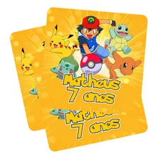 100 Adesivos Personalizados 8x8cm Sacola Surpresa Pokemon