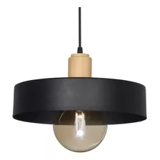 Lampara Colgante 1 Luz Apta Led Balcarse Detalle Madera 30cm