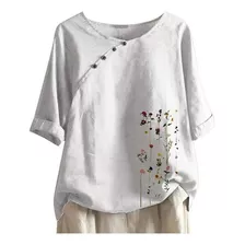 Mujer Tallas Grandes Blusa Manga Corta Con Estampado Flores