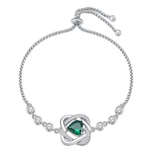 Flpruy Pulsera Verde Para Mujer Plata De Ley Pulseras De Ten