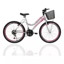 Bicicleta Infantil Aro 24 Athor Musa 18v Feminina C/cestinha Cor Branco/rosa