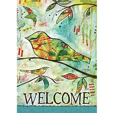 109789 Abstract Bird Welcome Welcome Flag 28x40 Inch Do...