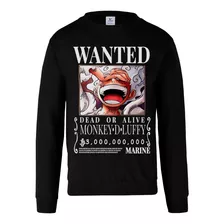 Sudadera Cartel Wanted Monkey D Luffy One Piece 3 Mil Negra