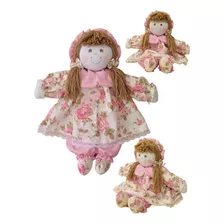 Boneca Pano Camponesa Rosinha 38cm Brinquedo Decoração Bebê
