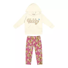 Conjunto Infantil Feminino Blusão Com Capuz E Legging Teddy