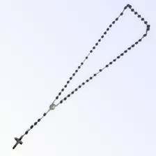 Terço Crucifixo Contas De 6 Mm Pedras Naturais Hematita 48cm