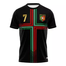 Camisa Cristiano Ronaldo Cr7 Portugal Preta