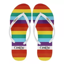 Chinelo Feminino Capricho Shoes Rainbow-color Branco-cp3303