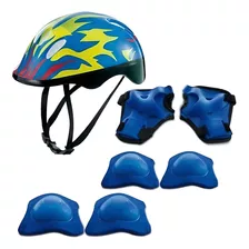 Kit De Proteção Chamas Azul Com Capacete - Zippy
