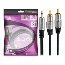 Cabo De Audio P2 X 2 Rca 2m Profissional Plug Metal 2 Metros