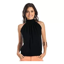 Blusa Básica Blusinha Regata Gola Alta Cava Americana