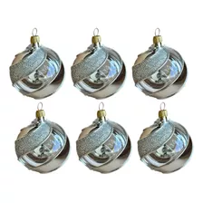 Esferas Navidad Plata Vieja 6pz Decoración Artículo Navideño