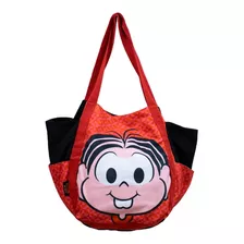 Bolsa Infantil Vermelha Mônica 34x48 Cm Acambamento Dos Ferragens Níquel Cor Vermelho Desenho Do Tecido Mônica - Turma Da Mônica