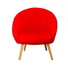 Sillón Poltrona Dallas Estilo Nórdico Con Patas De Madera