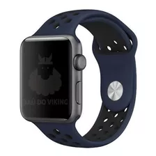Pulseira Furos Azul Preto Compatível Com Apple Watch