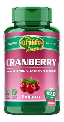 Suplemento Em  Cápsulas Vegetais Unilife  Cranberry Carboidratos Sabor  Mirtilo Em Pote De 60g 120 Un