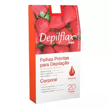 20 Folhas Prontas Depilação Corporal Depilflax Morango