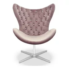 Cadeira Escritório Rosê Botões Brilho Giratória Alumínio 
