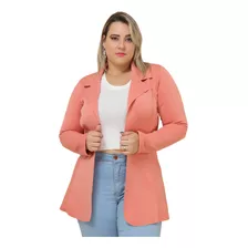 Max Blazer Feminino Acinturado Longo Casaco Plus Size Social