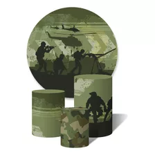 Trio Capa Cilindro Painel Soldado Exercito Combate Camuflada