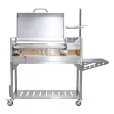 Asador Parrilla Acero Inoxidable Movible Con Tapa Tagwood Color Gris