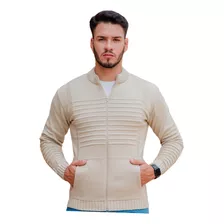 Blusa De Frio Lã Cardigans Masculina Zíper Bolsos Quentinha