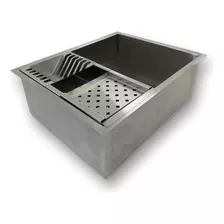 Pia 50cm De Aço Inox Para Apartamento Com Escorredor Área Se