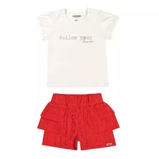 Conjunto Infantil Feminino Blusa E Short Colorittá P Ao 3