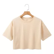 Camiseta Feminina Cropped Básica De Malha Algodão Premium Of