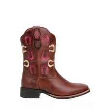 Bota Rodeio Feminina Bordada Couro Legitimo Capelli Boots