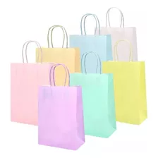 24 Bolsas Papel Reciclado Colores Pasteles 33x26x12cm