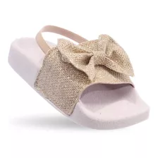 Chinelo Sandália Dourada Infantil Menina Bebe 