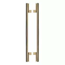 Puxador Para Porta Living Gold Dourado Zen Duplo 80 Cm Brilh