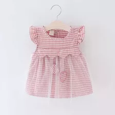 Vestido Bebe Menina Rosa Xadrez